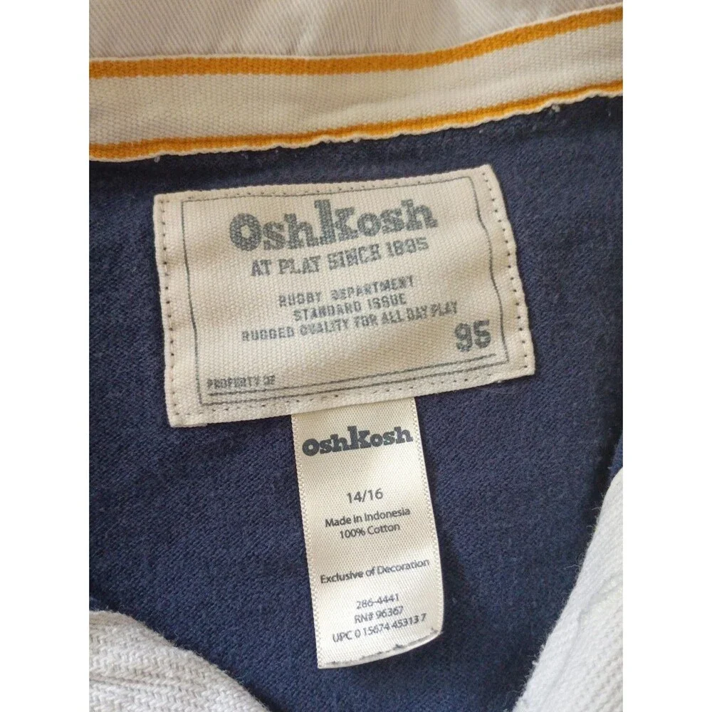 OshKosh B'gosh Rugby Long Sleeve Polo Shirt Blue 18 Graphic
